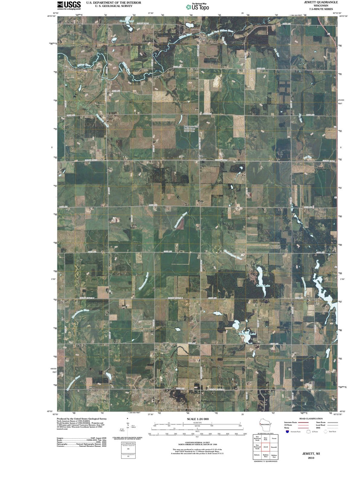2010 Jewett, WI - Wisconsin - USGS Topographic Map