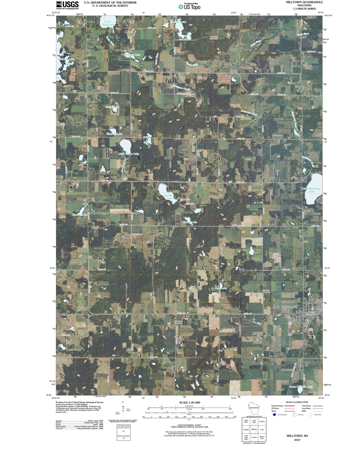 2010 Milltown, WI - Wisconsin - USGS Topographic Map