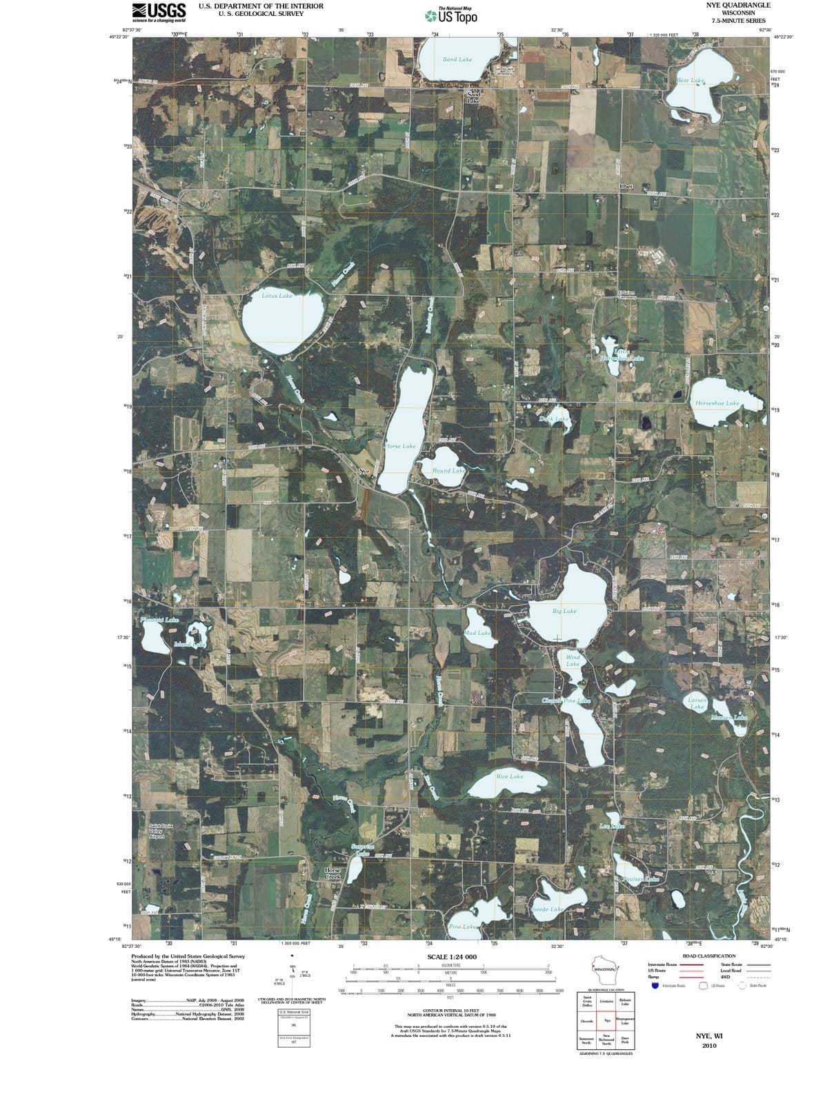 2010 Nye, WI - Wisconsin - USGS Topographic Map