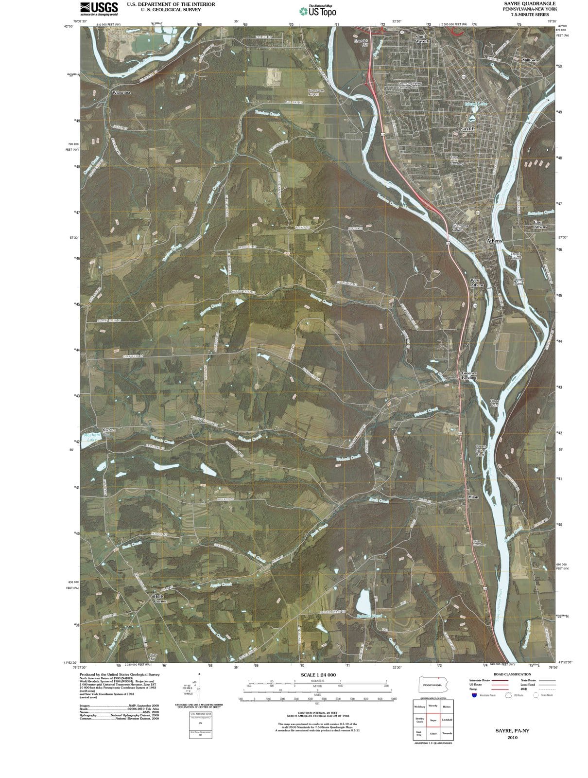 2010 Sayre, PA - Pennsylvania - USGS Topographic Map
