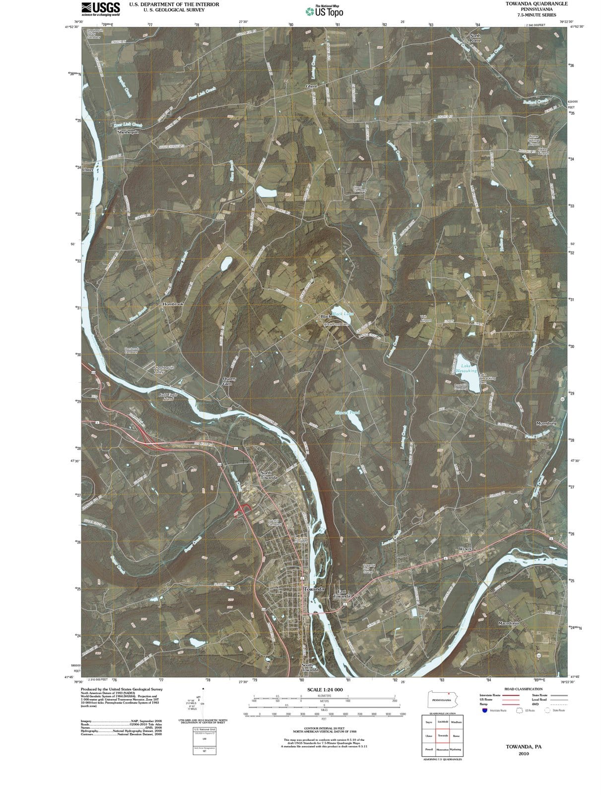 2010 Towanda, PA - Pennsylvania - USGS Topographic Map