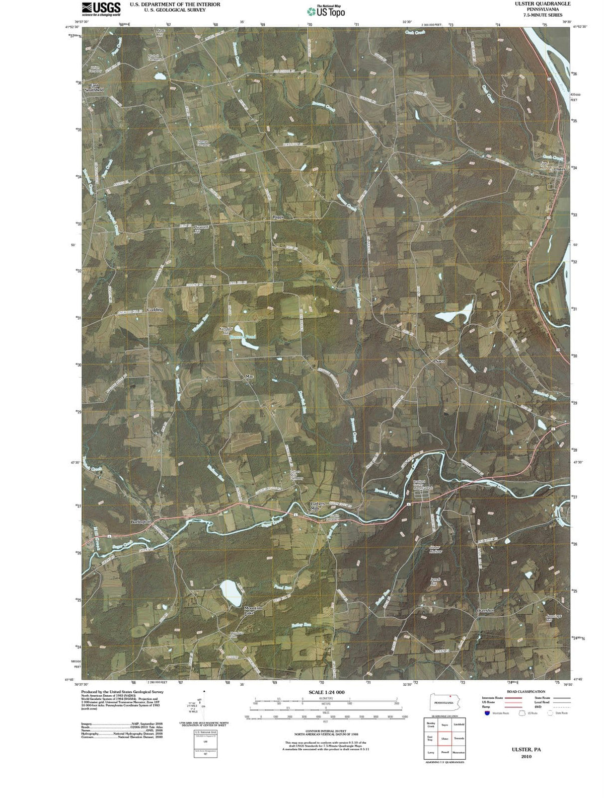 2010 Ulster, PA - Pennsylvania - USGS Topographic Map