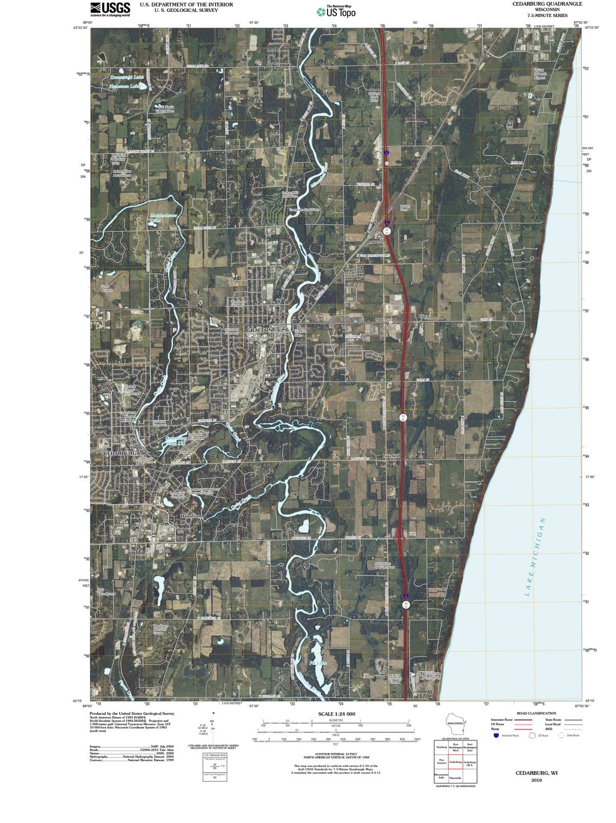 2010 Cedarburg, WI - Wisconsin - USGS Topographic Map