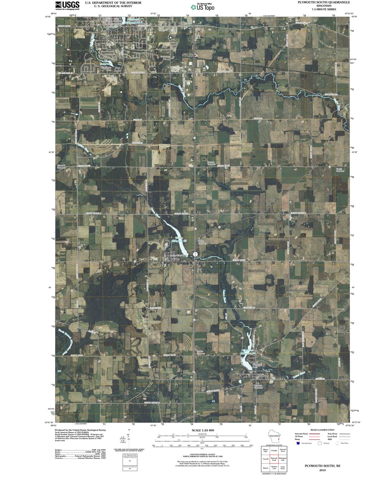 2010 Plymouth South, WI - Wisconsin - USGS Topographic Map