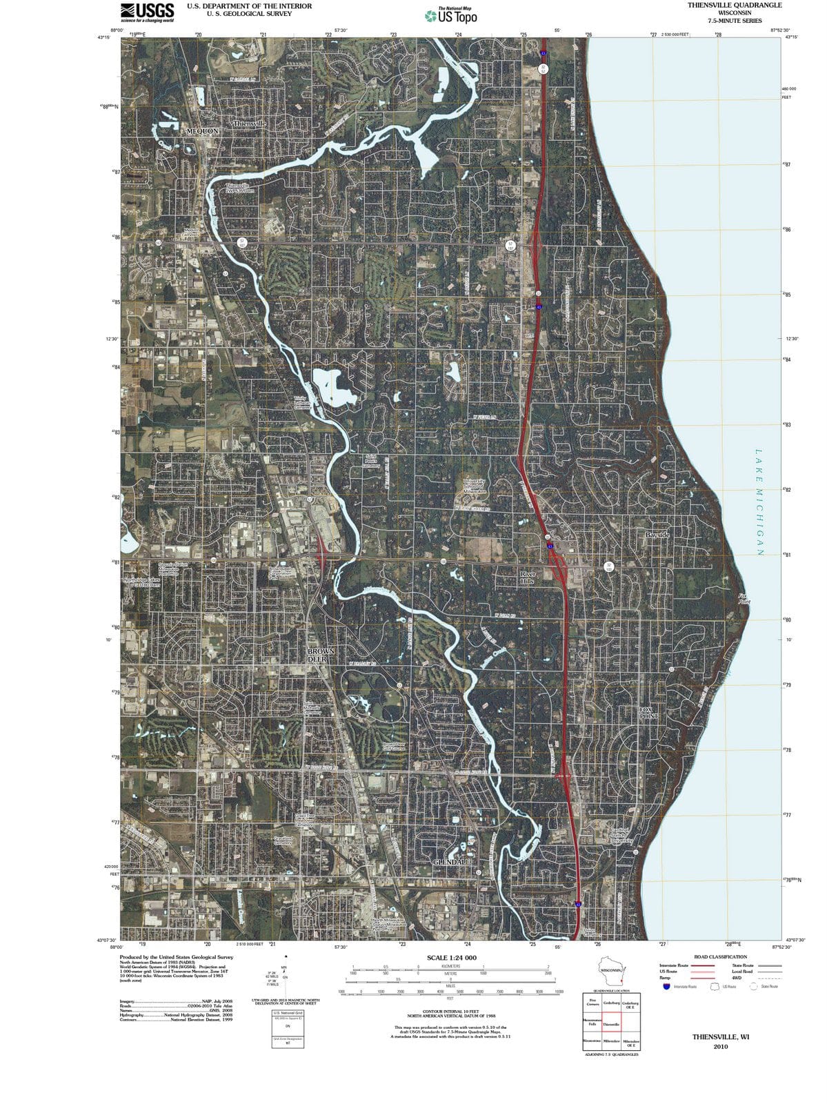 2010 Thiensville, WI - Wisconsin - USGS Topographic Map