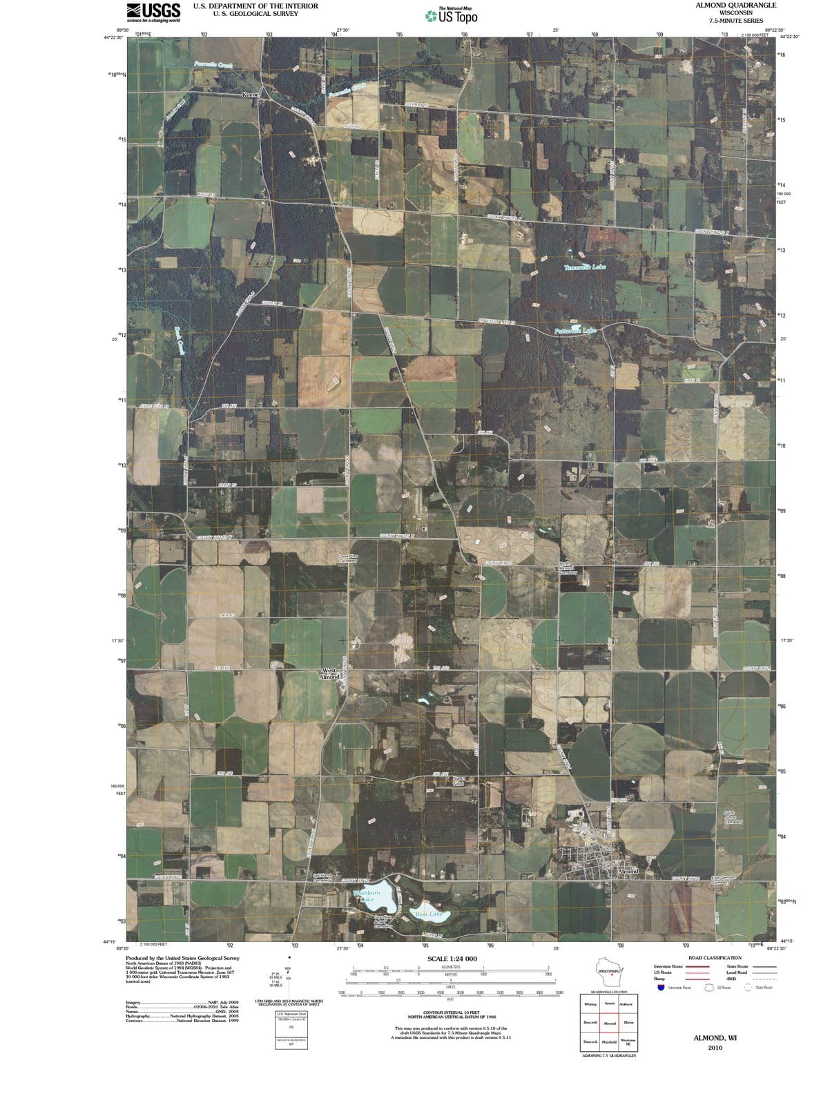 2010 Almond, WI - Wisconsin - USGS Topographic Map