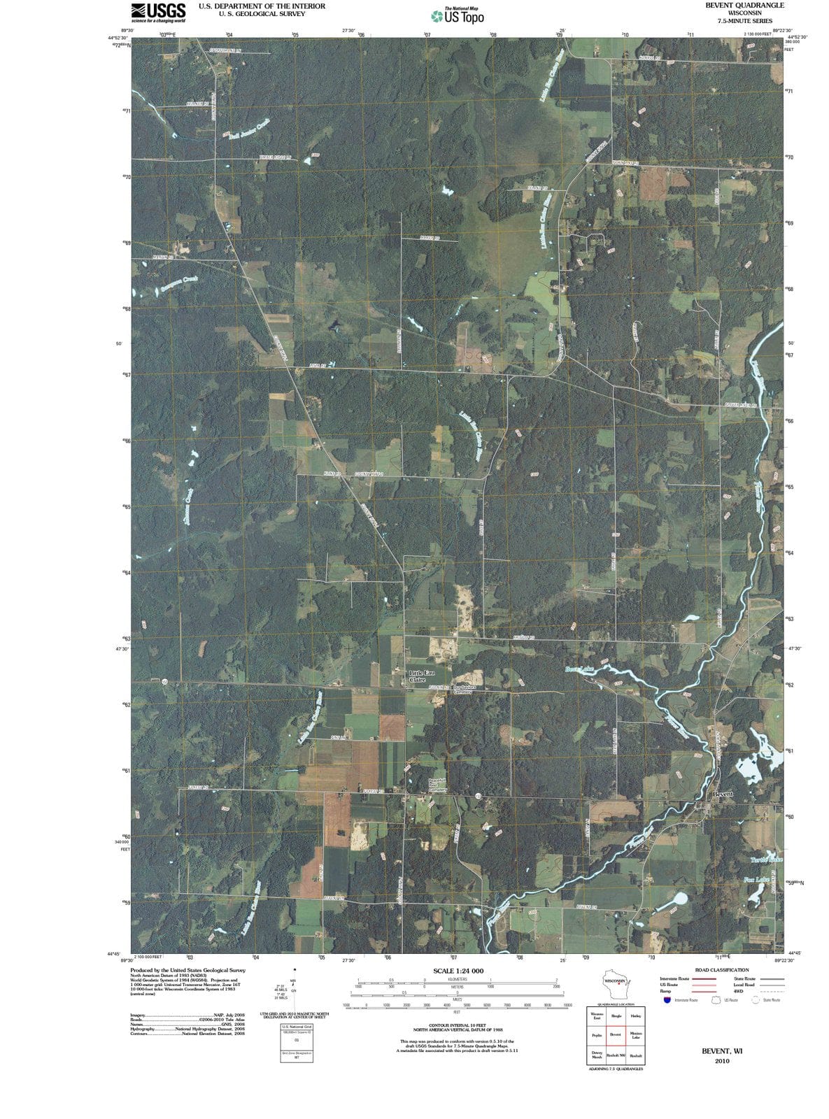 2010 Bevent, WI - Wisconsin - USGS Topographic Map