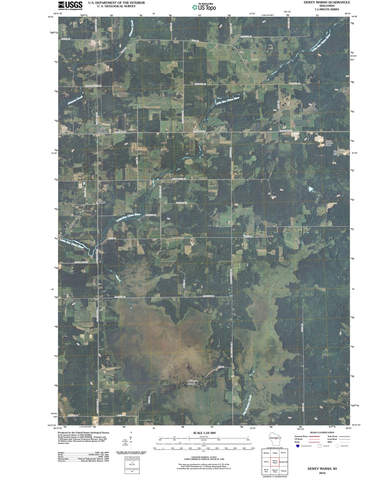 2010 Dewey Marsh, WI - Wisconsin - USGS Topographic Map