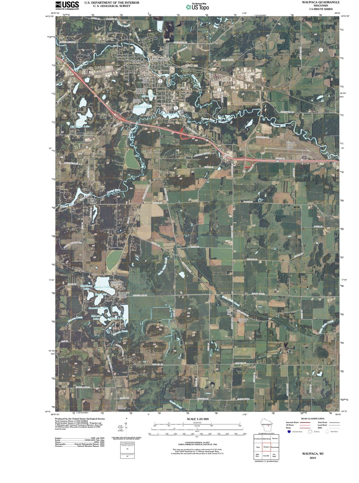2010 Waupaca, WI - Wisconsin - USGS Topographic Map