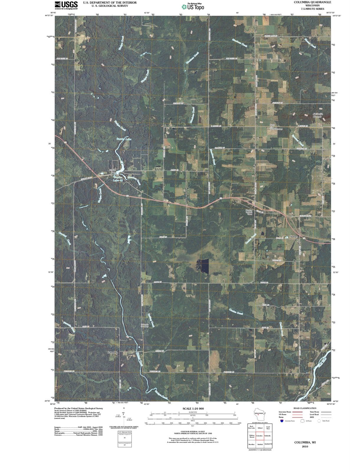2010 Columbia, WI - Wisconsin - USGS Topographic Map