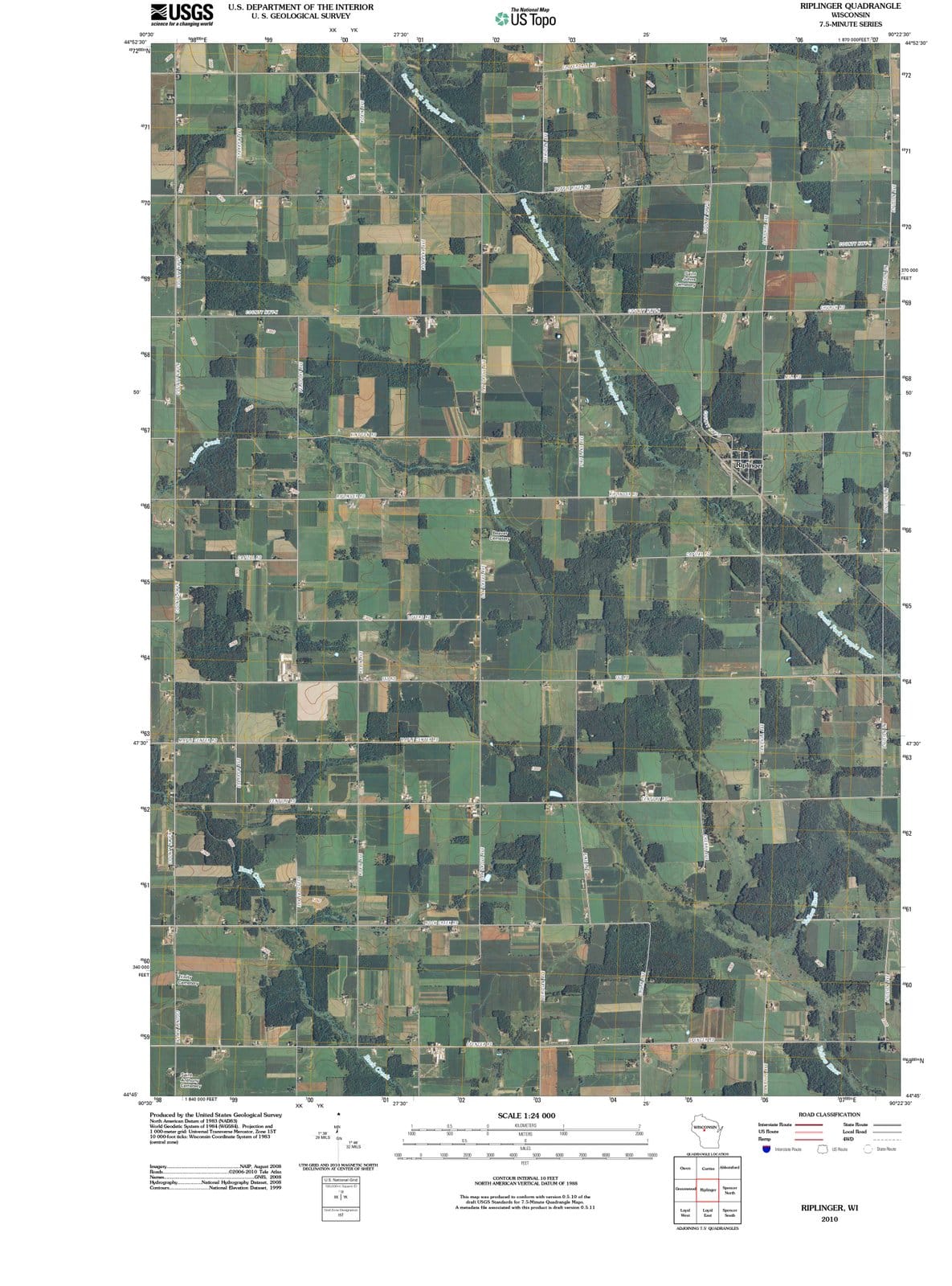 2010 Riplinger, WI - Wisconsin - USGS Topographic Map