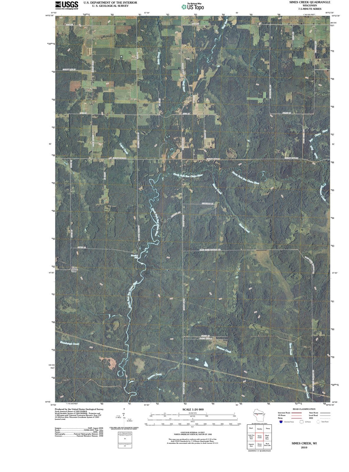 2010 Simes Creek, WI - Wisconsin - USGS Topographic Map