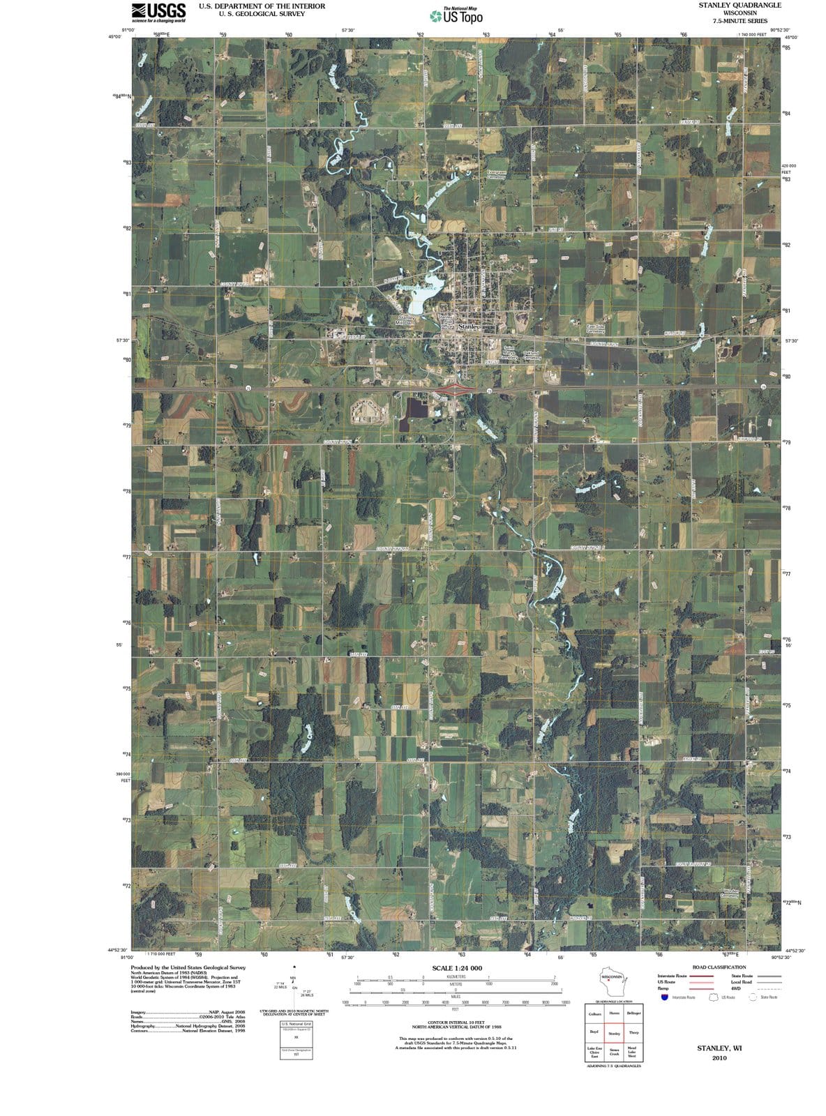 2010 Stanley, WI - Wisconsin - USGS Topographic Map
