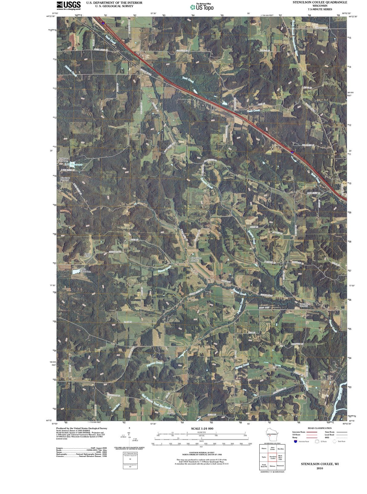 2010 Stenulson Coulee, WI - Wisconsin - USGS Topographic Map