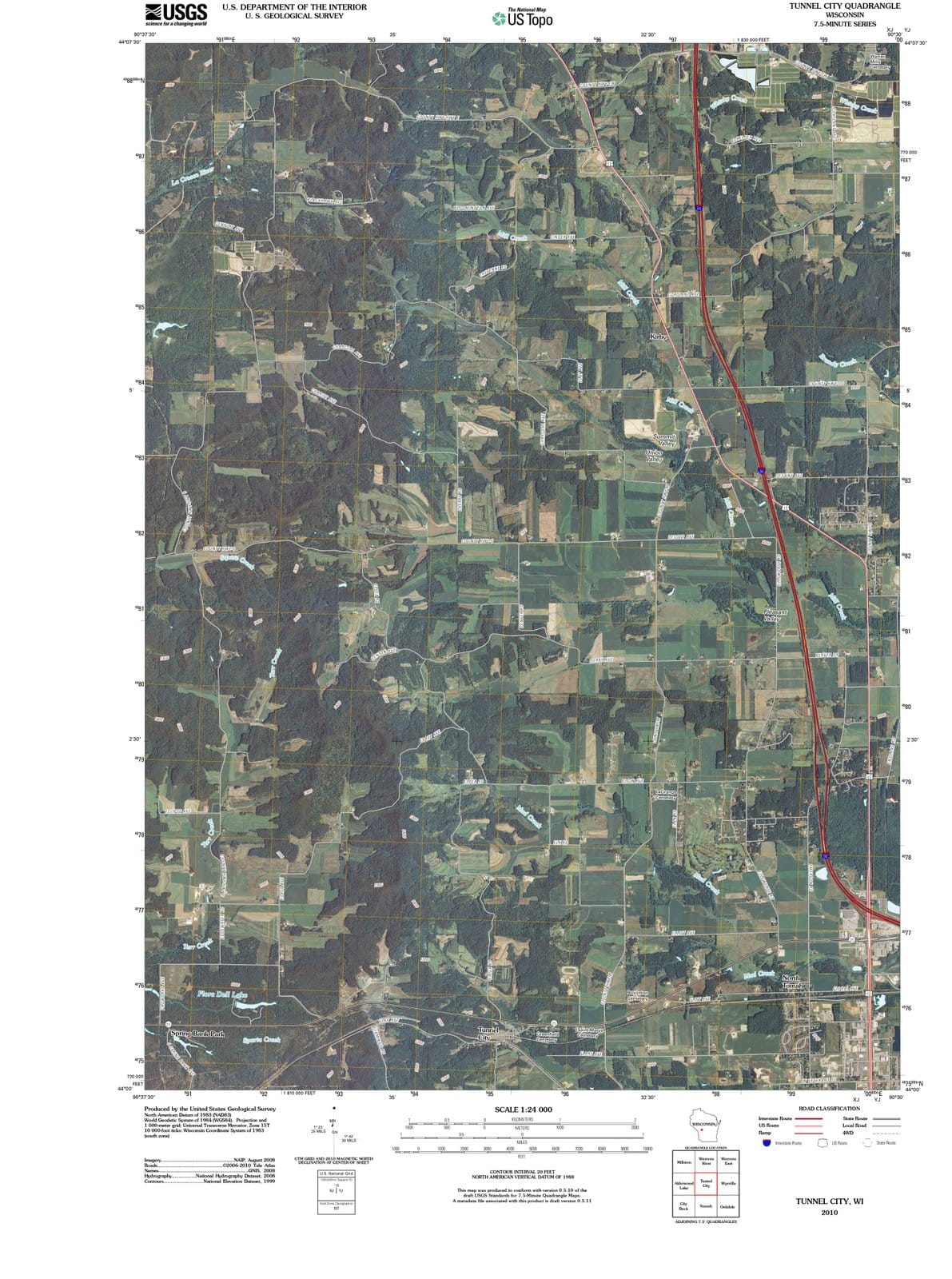 2010 Tunnel City, WI - Wisconsin - USGS Topographic Map
