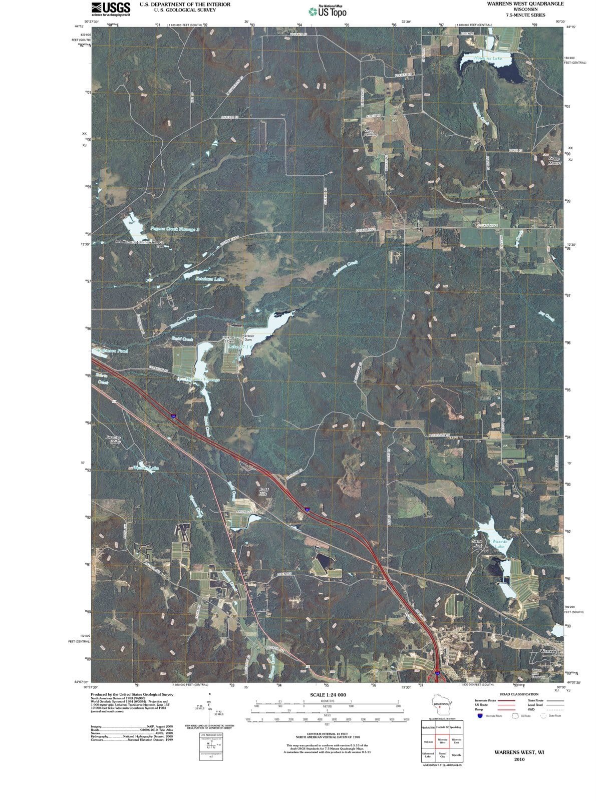 2010 Warrens West, WI - Wisconsin - USGS Topographic Map