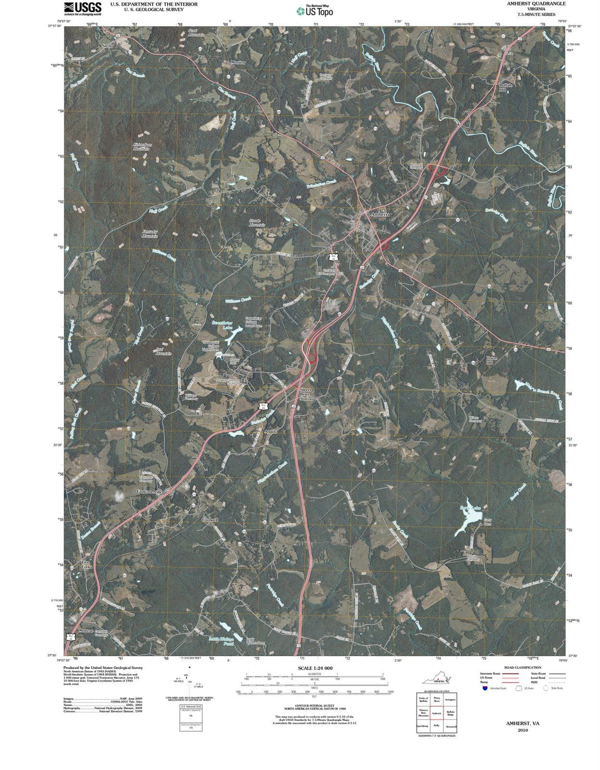 2010 Amherst, VA - Virginia - USGS Topographic Map