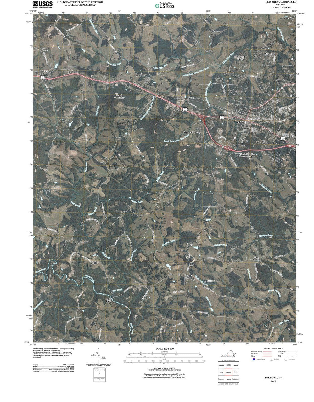 2010 Bedford, VA - Virginia - USGS Topographic Map