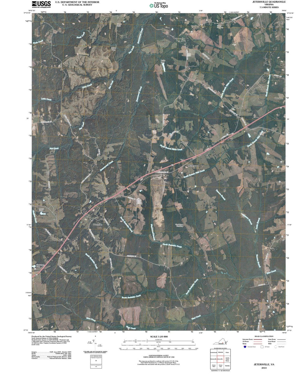2010 Jetersville, VA - Virginia - USGS Topographic Map