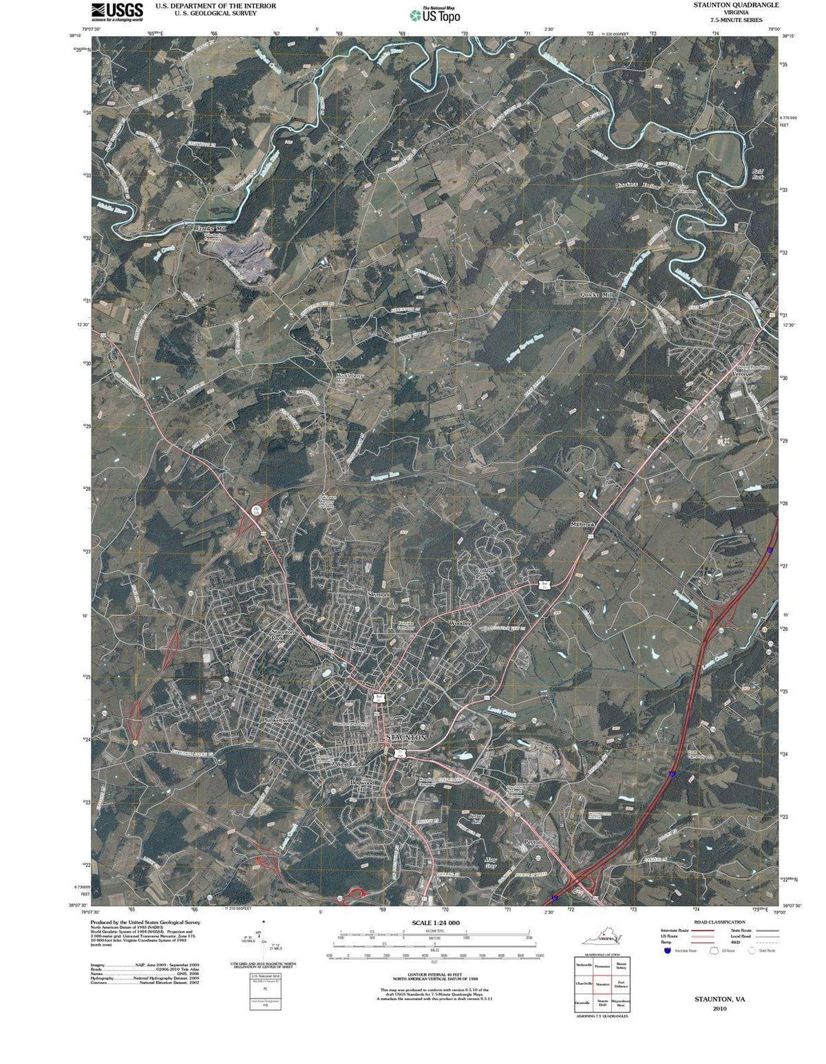 2010 Staunton, VA - Virginia - USGS Topographic Map