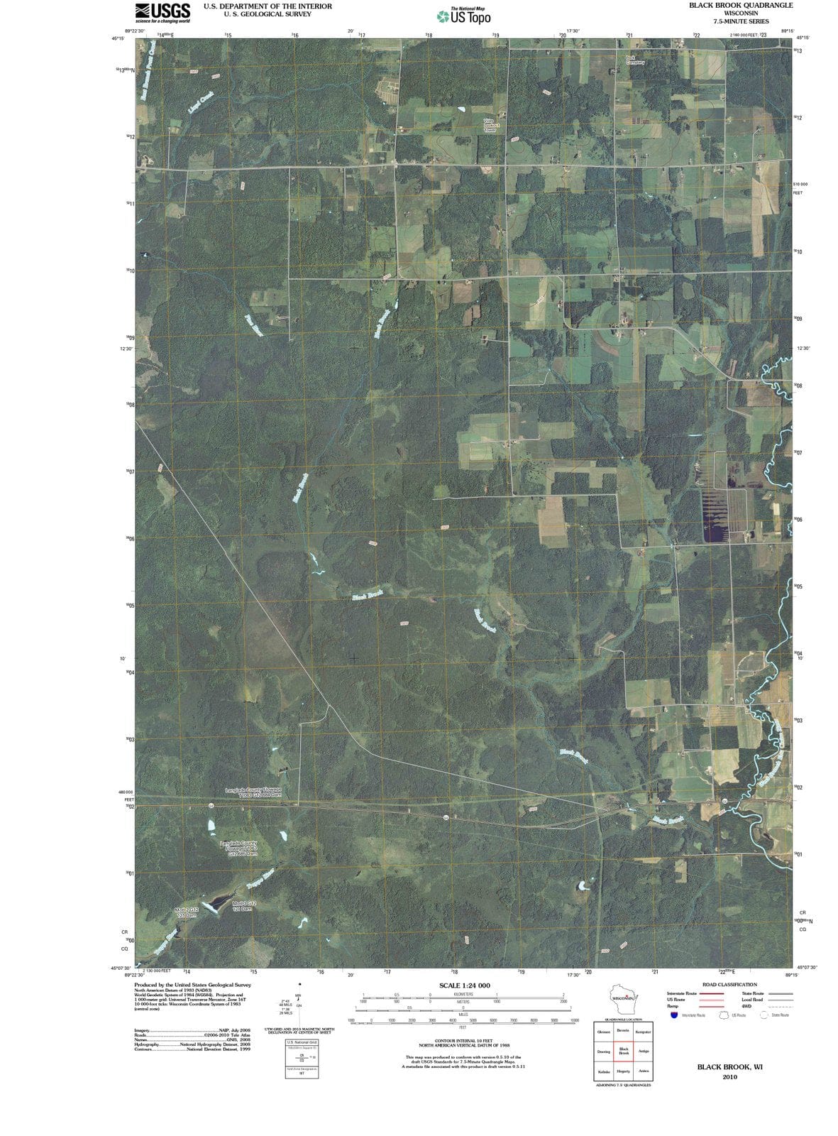 2010 Black Brook, WI - Wisconsin - USGS Topographic Map