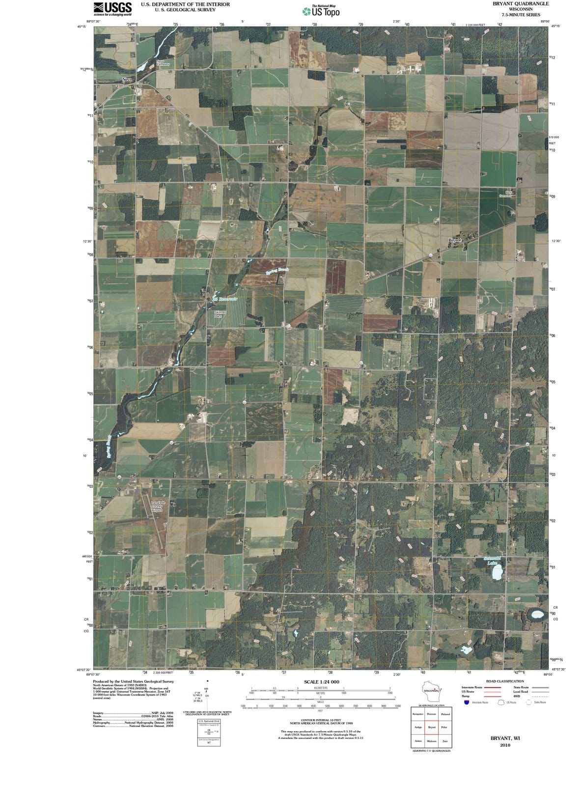 2010 Bryant, WI - Wisconsin - USGS Topographic Map