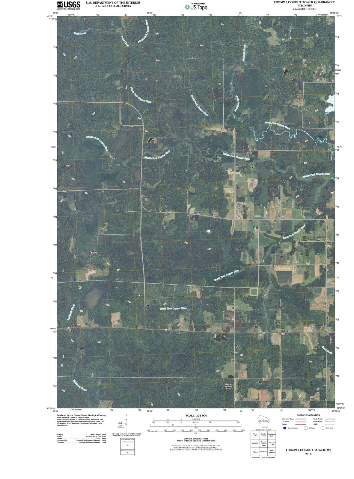 2010 Fromm Lookout Tower, WI - Wisconsin - USGS Topographic Map