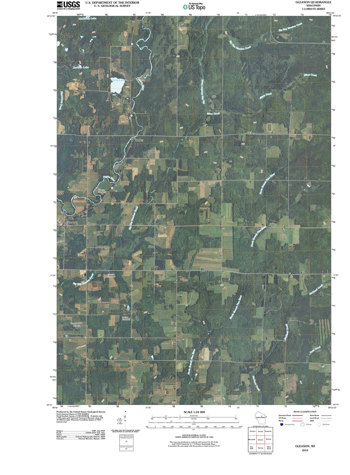 2010 Gleason, WI - Wisconsin - USGS Topographic Map