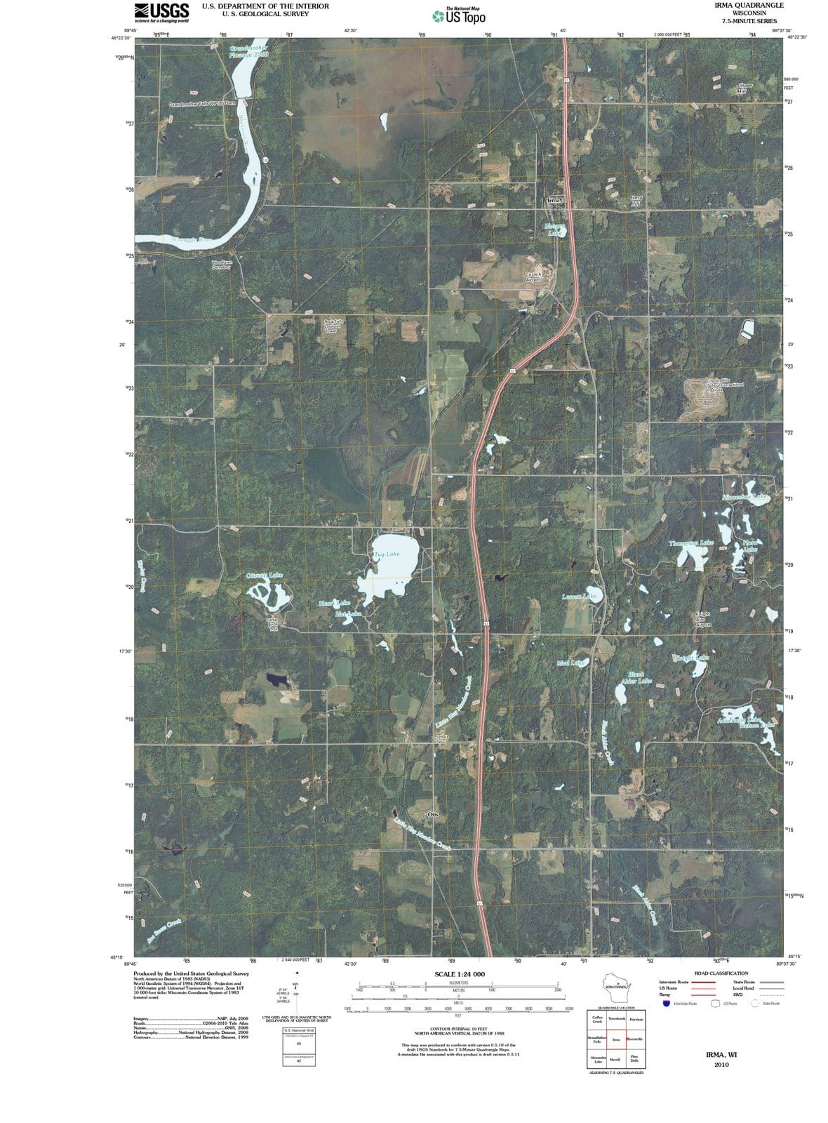 2010 Irma, WI - Wisconsin - USGS Topographic Map
