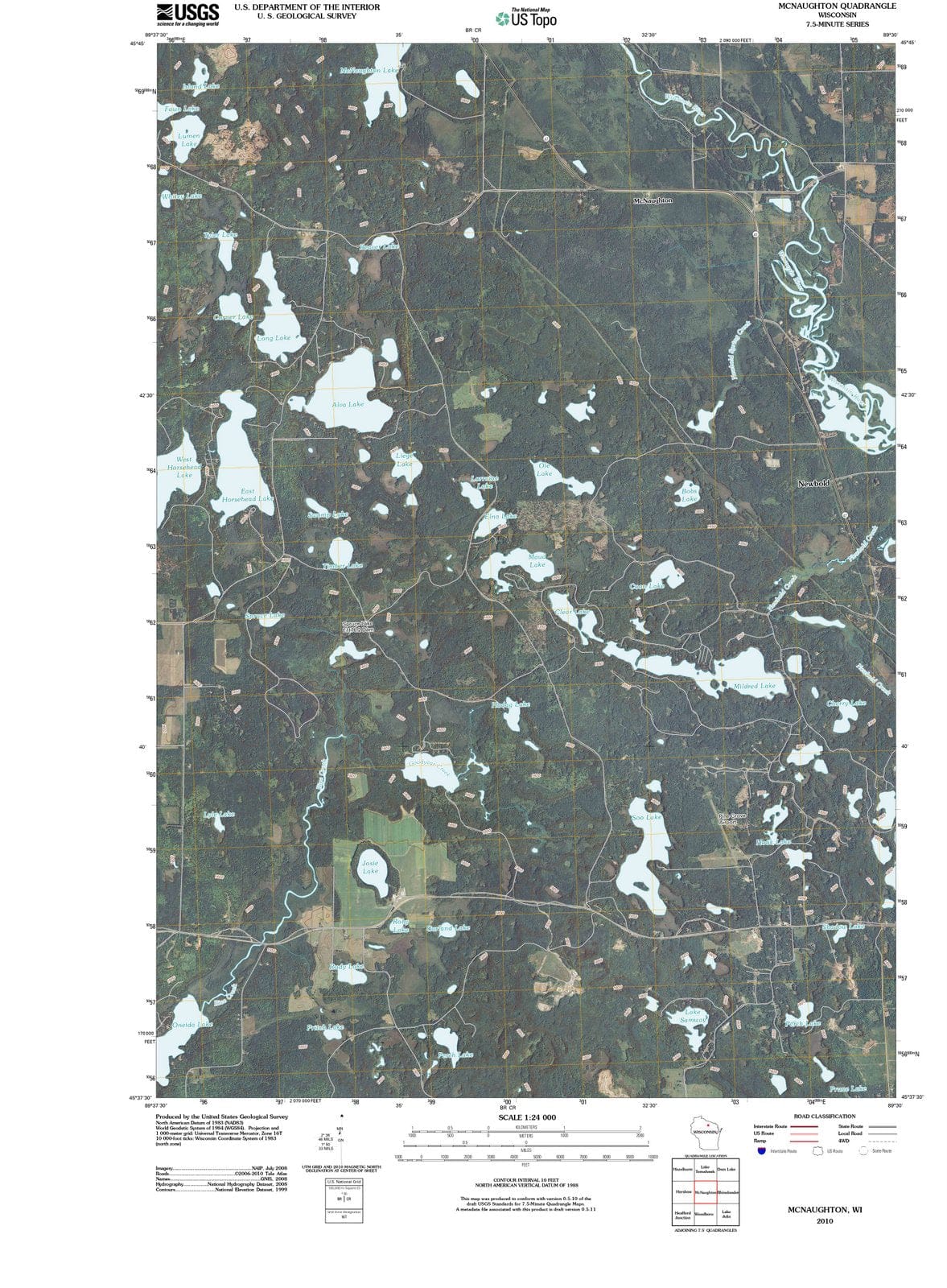 2010 McNaughton, WI - Wisconsin - USGS Topographic Map
