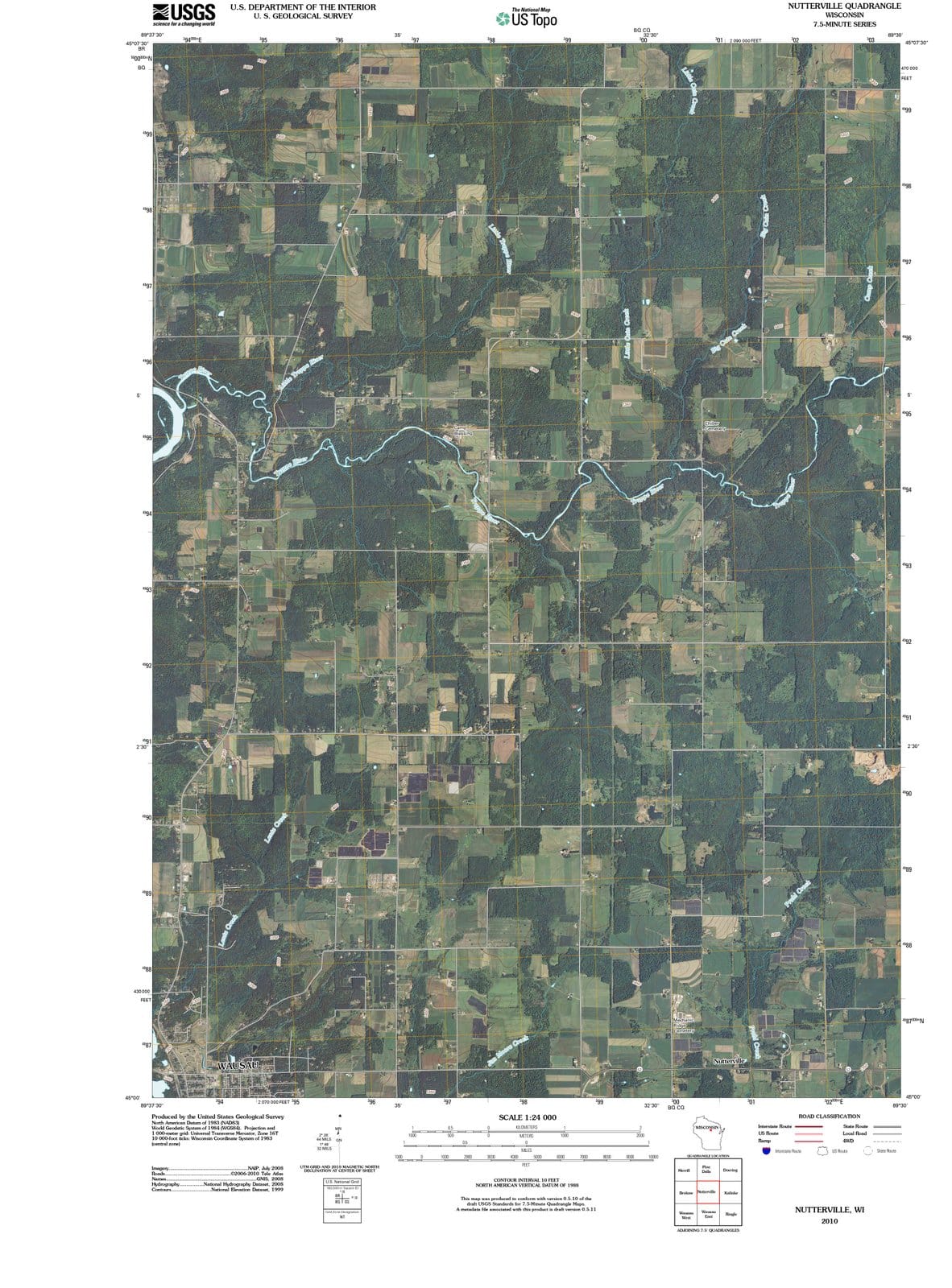 2010 Nutterville, WI - Wisconsin - USGS Topographic Map