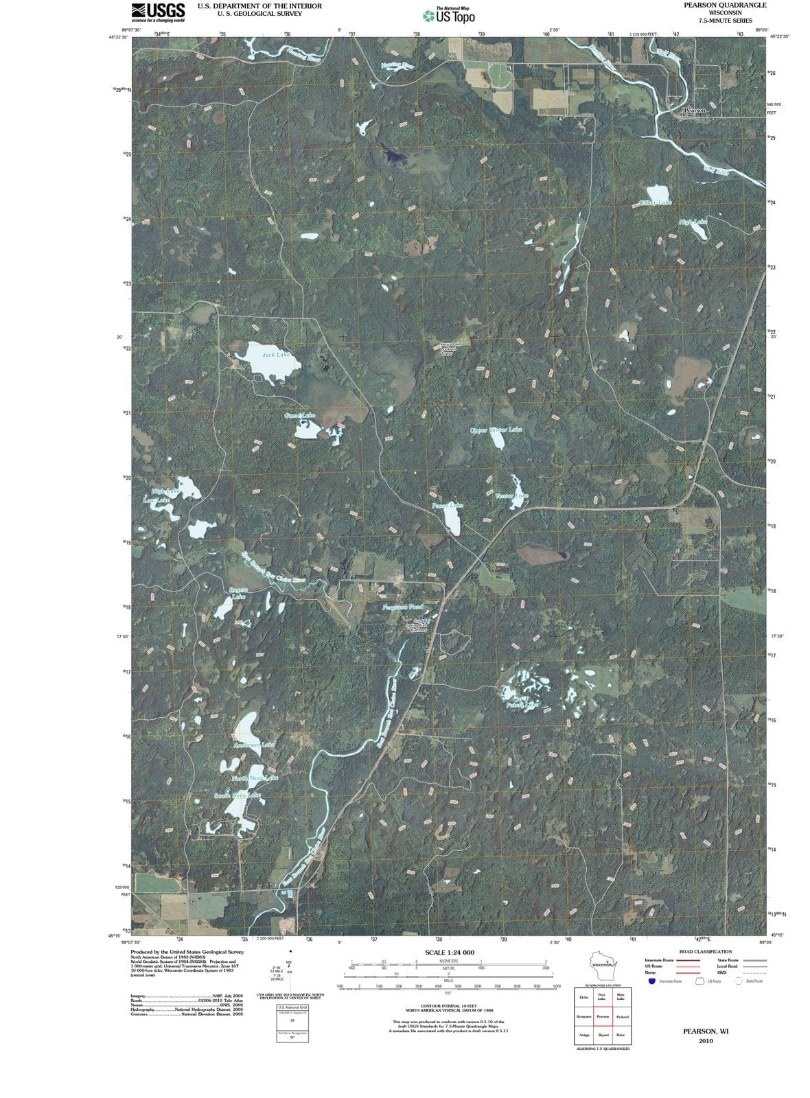 2010 Pearson, WI - Wisconsin - USGS Topographic Map