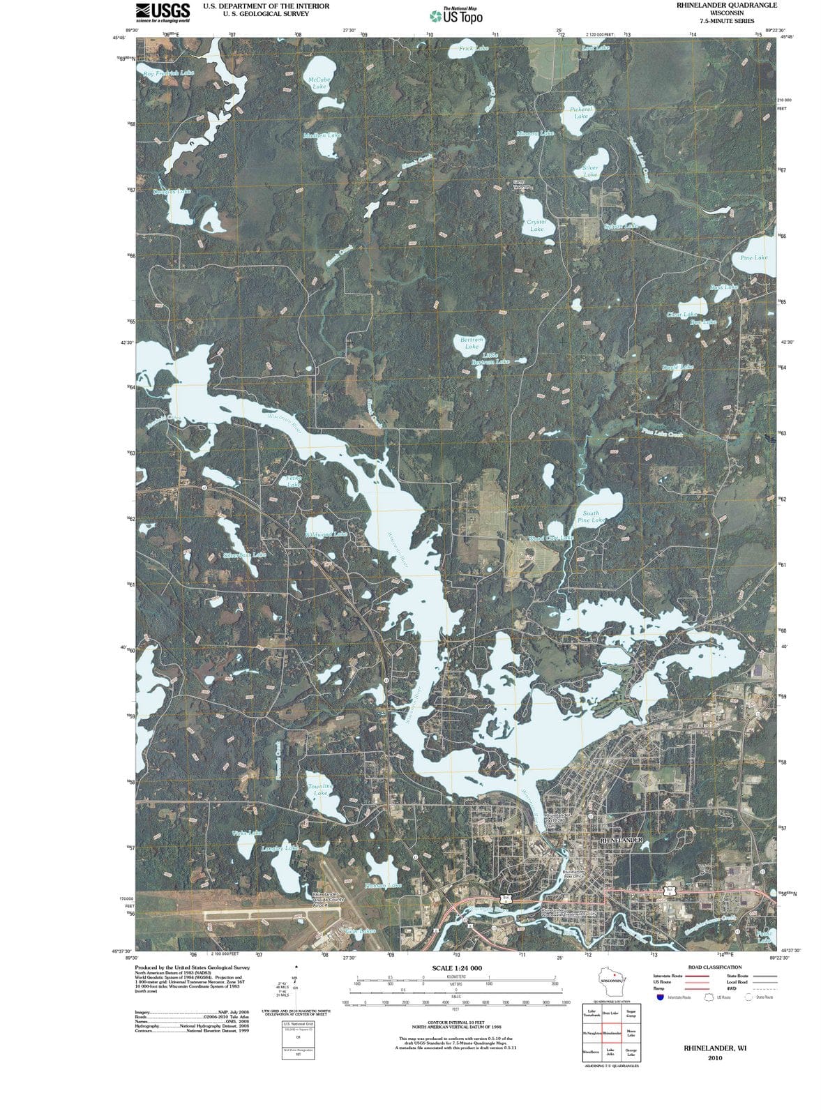 2010 Rhinelander, WI - Wisconsin - USGS Topographic Map
