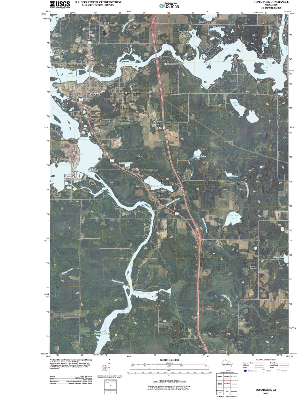 2010 Tomahawk, WI - Wisconsin - USGS Topographic Map