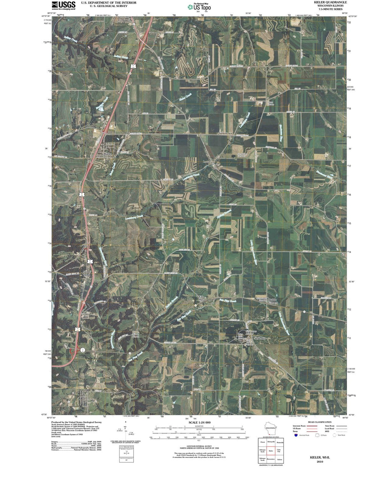 2010 Kieler, WI - Wisconsin - USGS Topographic Map