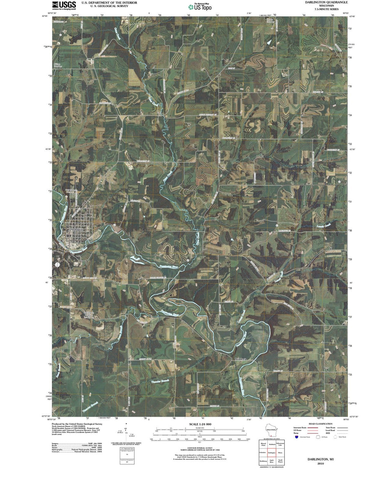2010 Darlington, WI - Wisconsin - USGS Topographic Map
