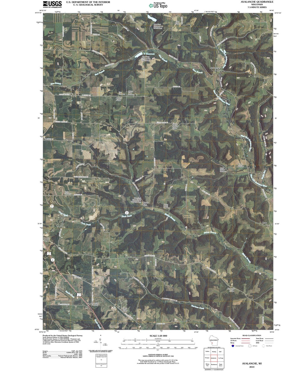 2010 Avalanche, WI - Wisconsin - USGS Topographic Map
