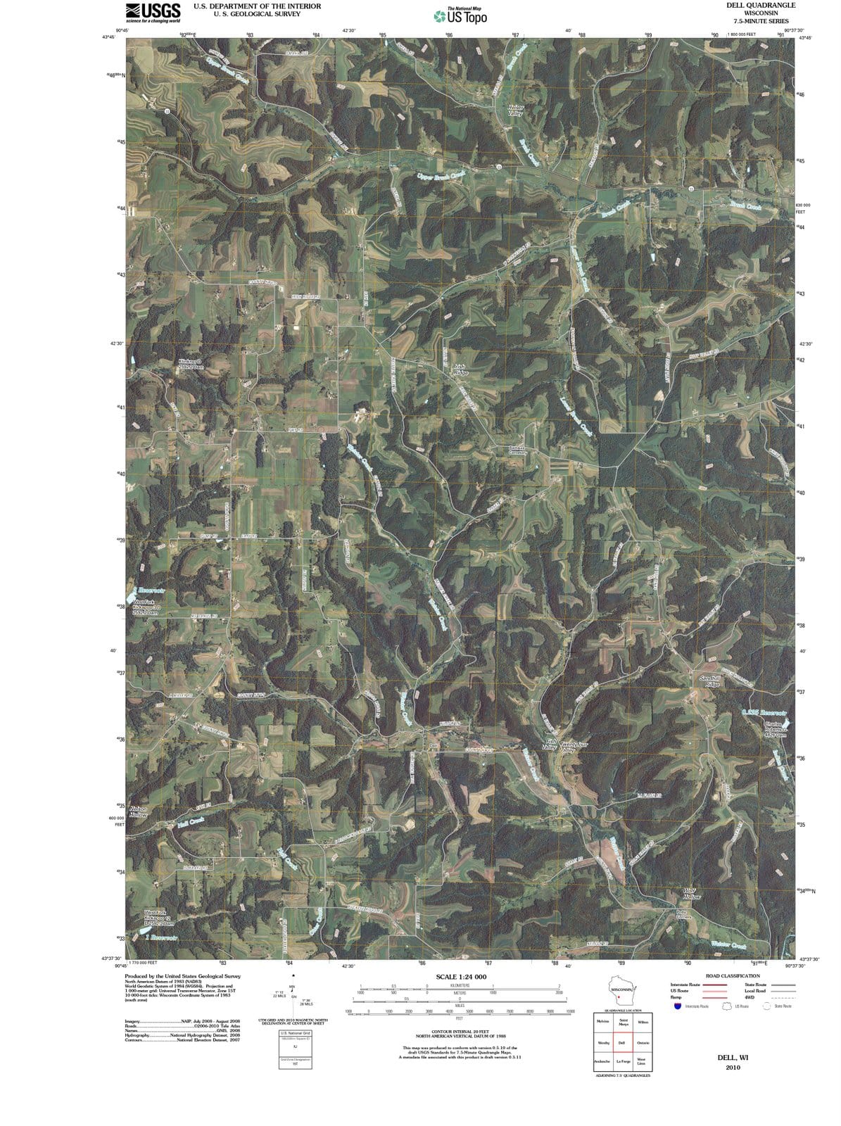 2010 Dell, WI - Wisconsin - USGS Topographic Map
