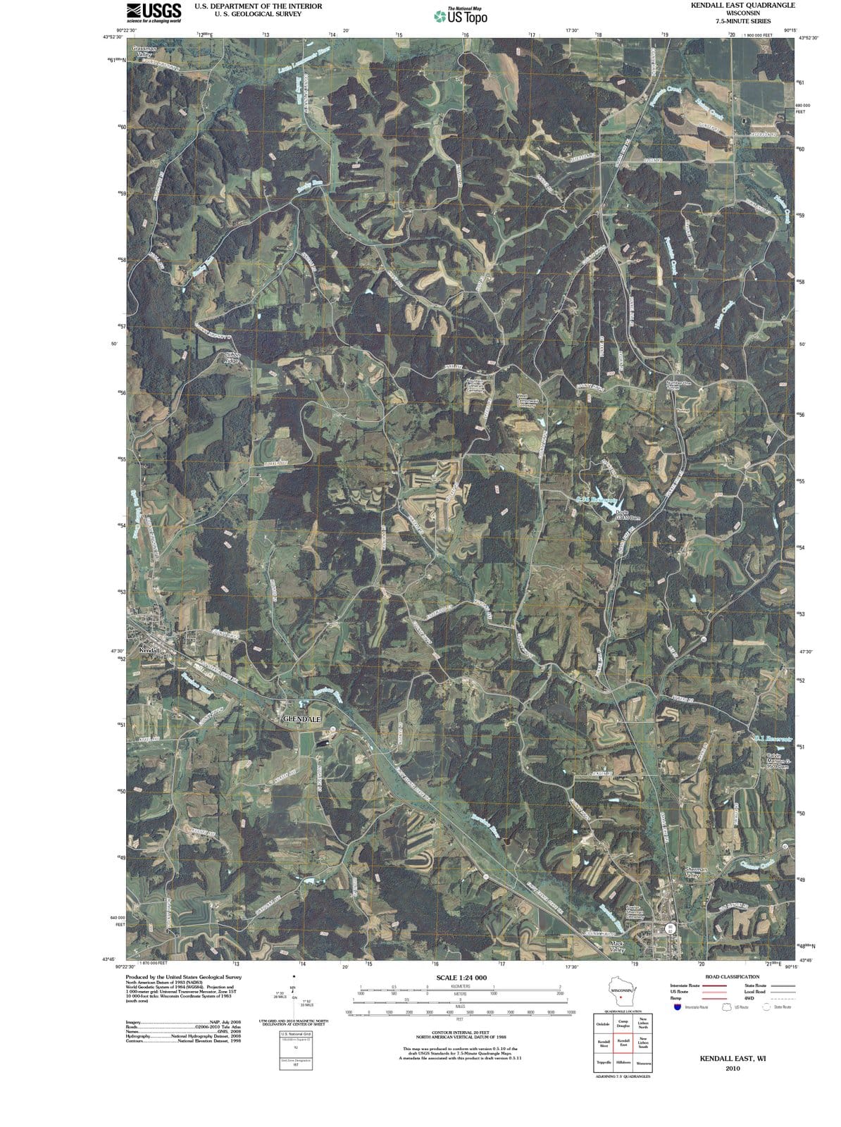 2010 Kendall East, WI - Wisconsin - USGS Topographic Map