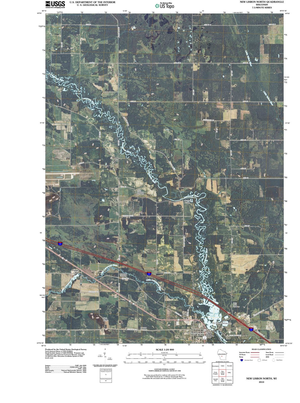 2010 New Lisbon North, WI - Wisconsin - USGS Topographic Map
