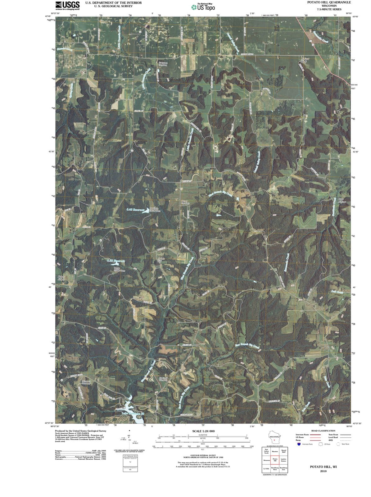 2010 Potato Hill, WI - Wisconsin - USGS Topographic Map