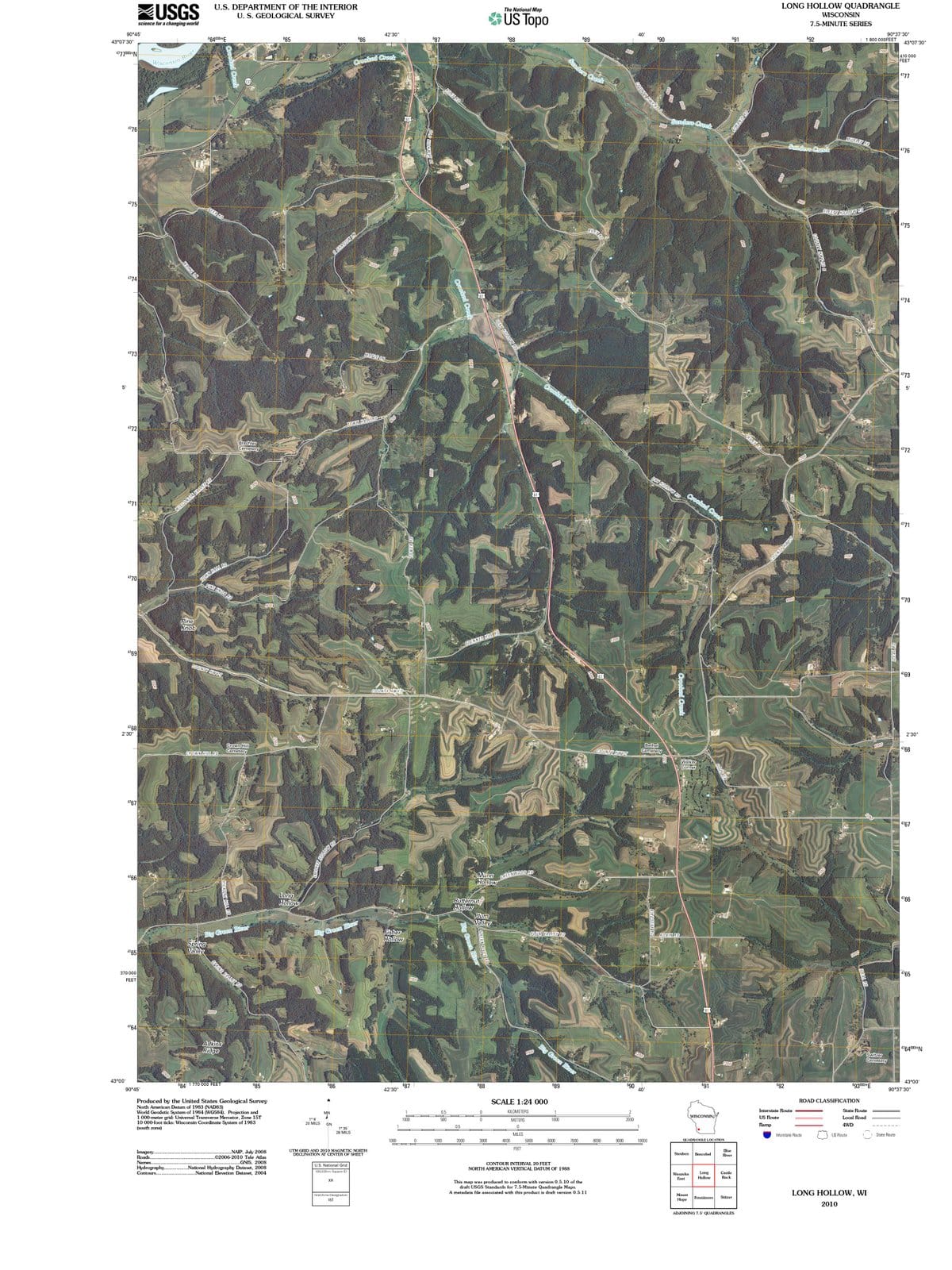 2010 Long Hollow, WI - Wisconsin - USGS Topographic Map