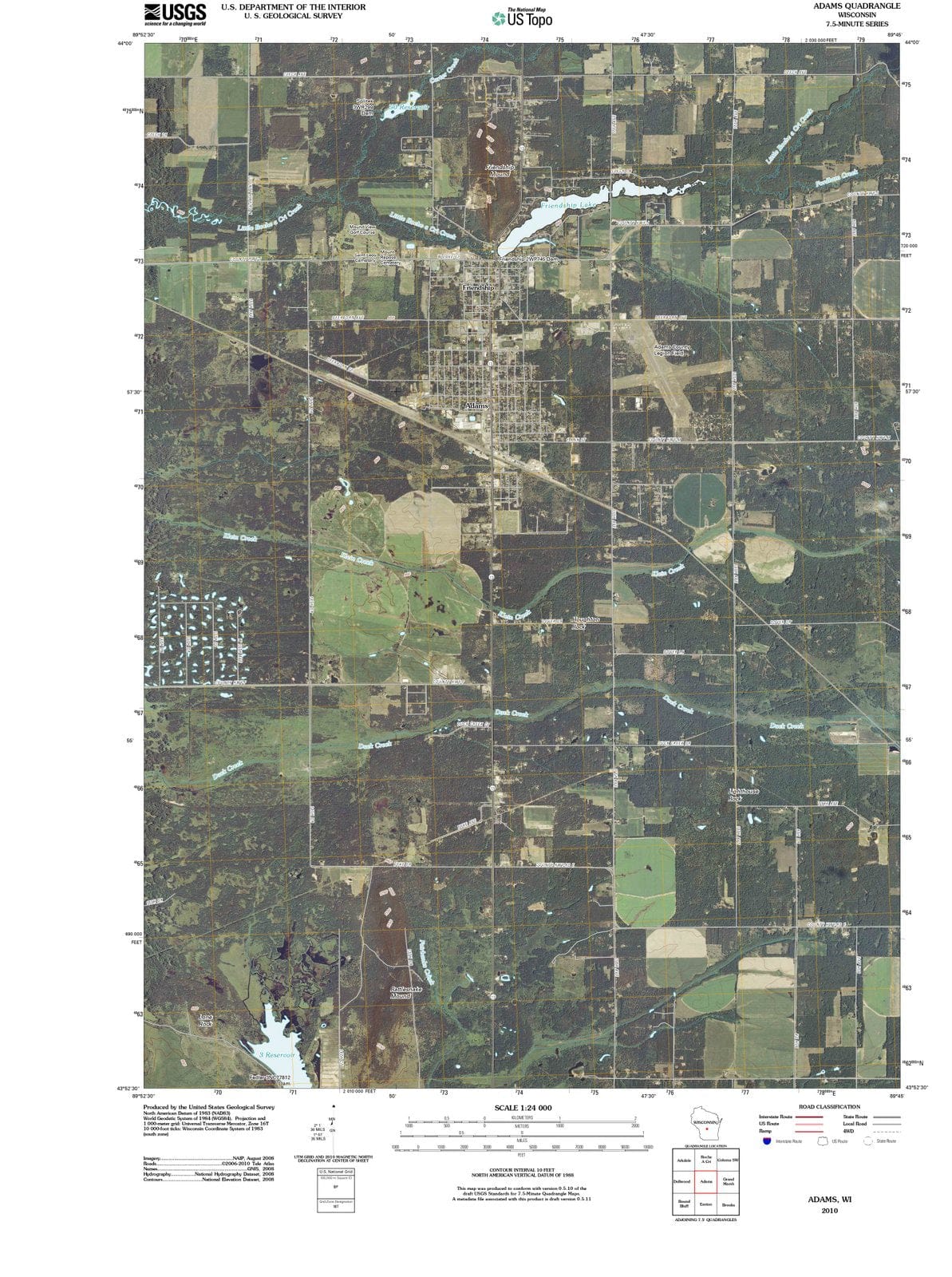 2010 Adams, WI - Wisconsin - USGS Topographic Map
