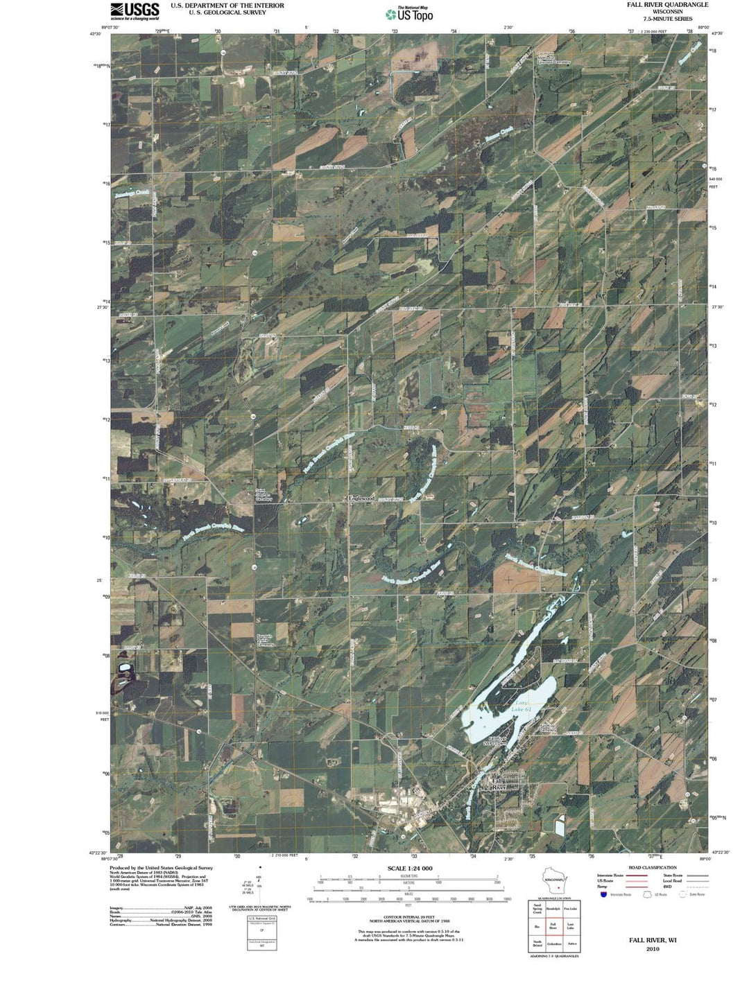 2010 Fall River, WI - Wisconsin - USGS Topographic Map