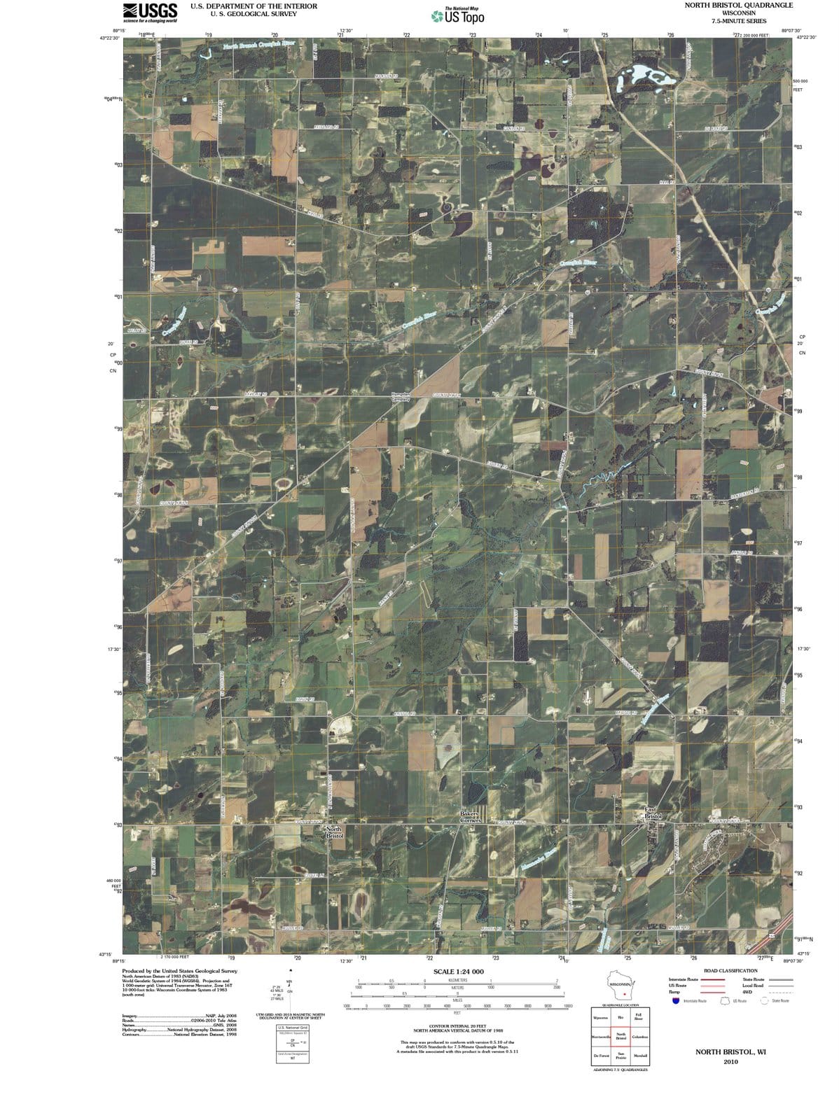 2010 North Bristol, WI - Wisconsin - USGS Topographic Map