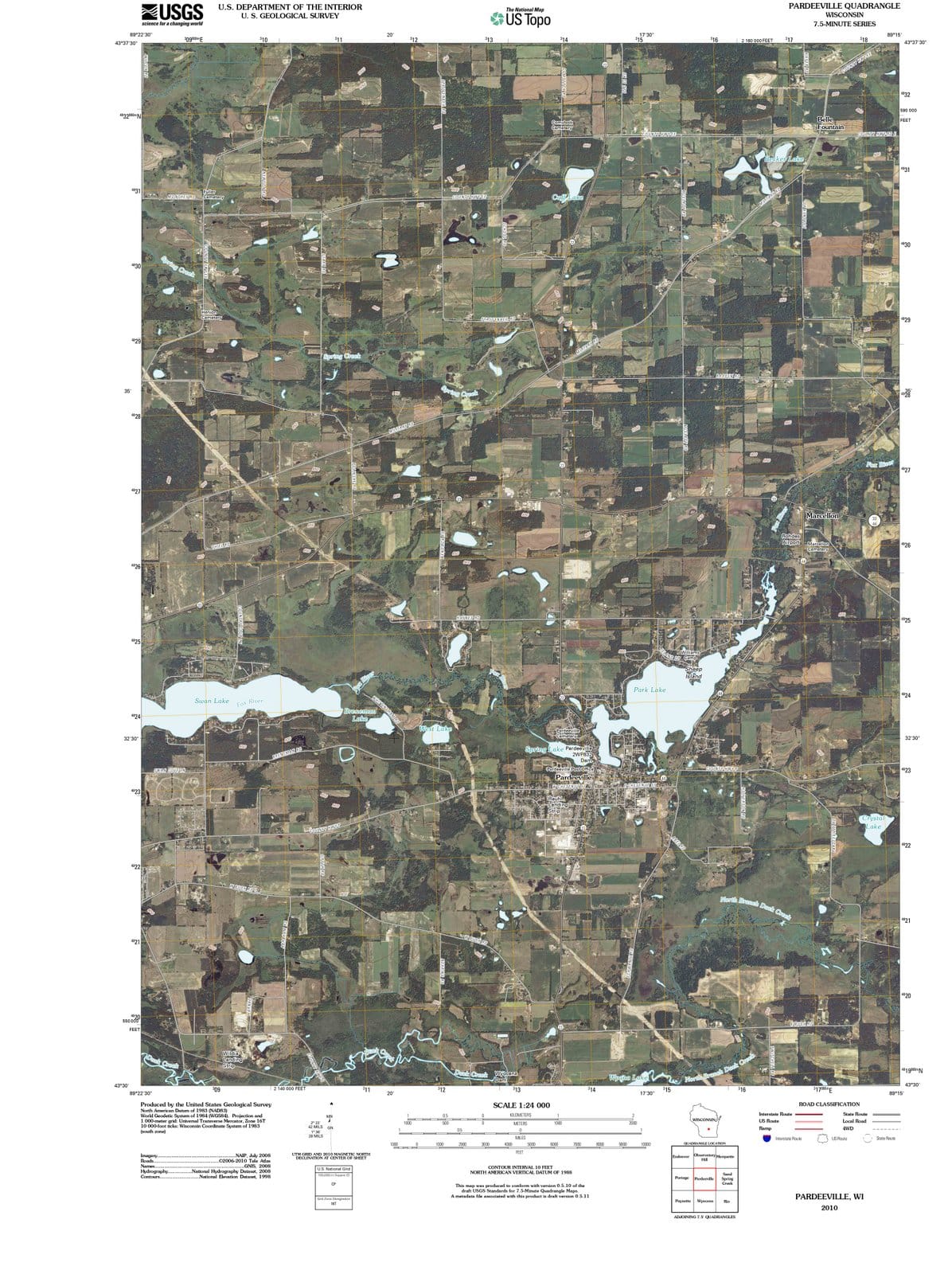 2010 Pardeeville, WI - Wisconsin - USGS Topographic Map