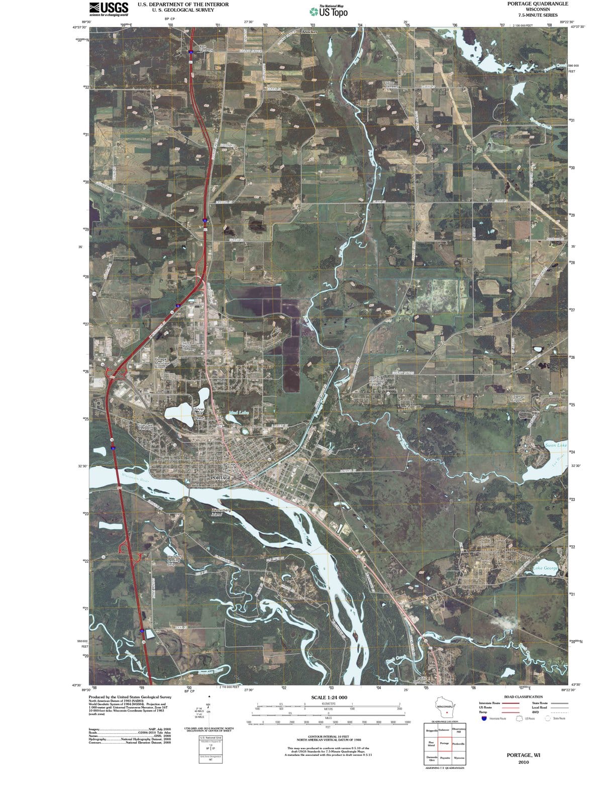 2010 Portage, WI - Wisconsin - USGS Topographic Map
