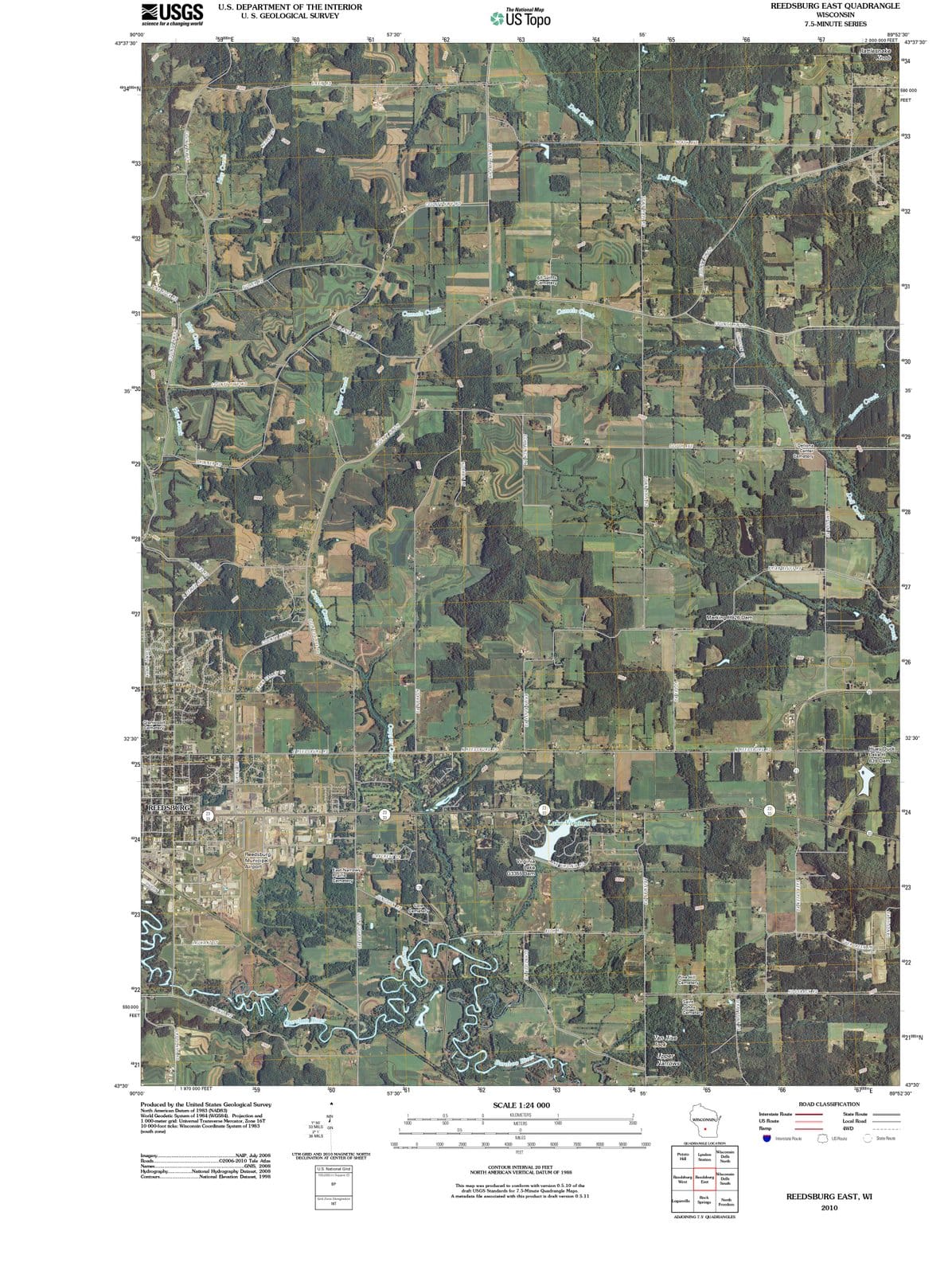 2010 Reedsburg East, WI - Wisconsin - USGS Topographic Map