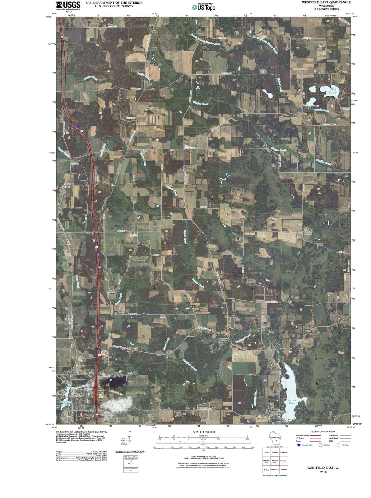 2010 Westfield East, WI - Wisconsin - USGS Topographic Map