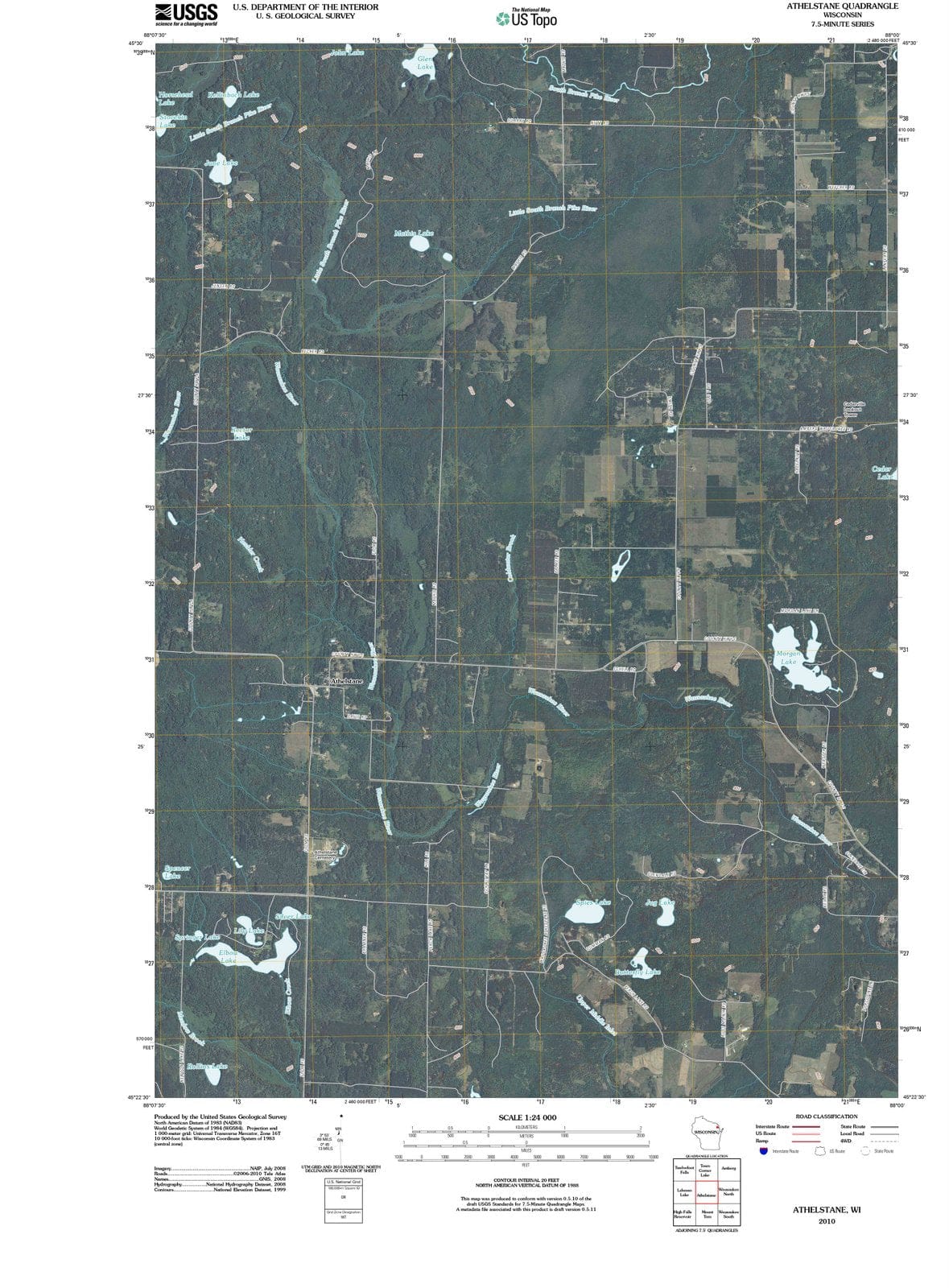 2010 Athelstane, WI - Wisconsin - USGS Topographic Map